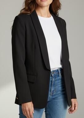 Attitude Unknown Black Shawl Collar Open Front Stretch Women Small